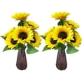 thumbnail image 1 of Ukeler Artificial Flowers 2 Bunches Yellow Handmade Fake Sunflowers for Home Decoration Indoor Outdoor Party DIY Wedding Bouquets Baby Shower, 7 Big Flowers Per Bunch, 1 of 8