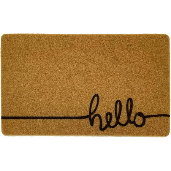 Ukeler Hello Door Mat 29.5×17 Inch Coir Front Door Mat with Heavy Duty Backing Decorative Home Entrance Mat
