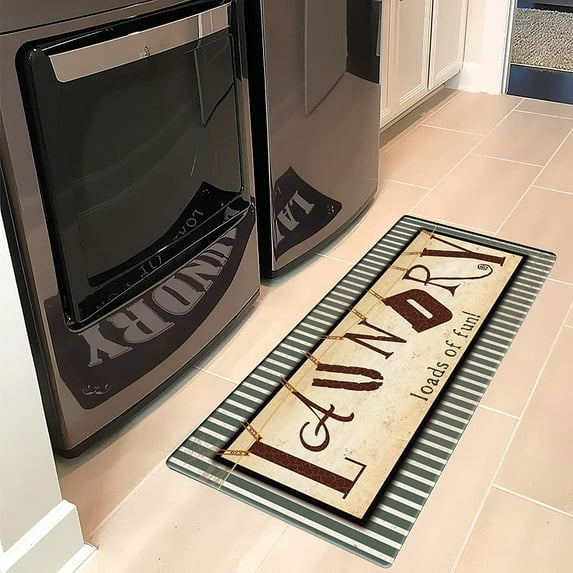 Ukeler Laundry Room Rug, Non Skid Laundry Room Cheap Wash House Mat Waterproof Floor Runners for Bath Room 20’'x48''