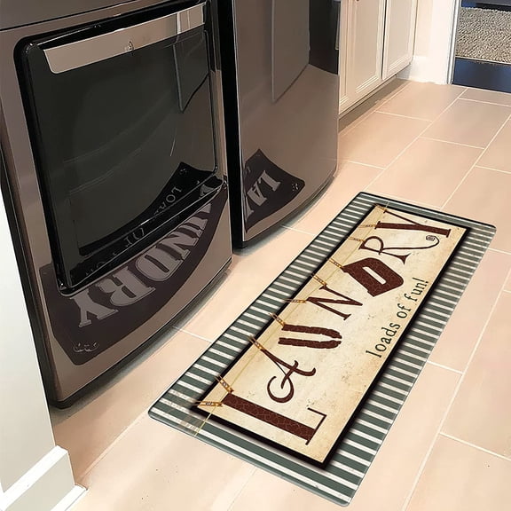 Ukeler Laundry Room Rug, Non Skid Laundry Room Wash House Mat Waterproof Floor Runner Rugs for Bathroom, Laundry Room 20’'x59''