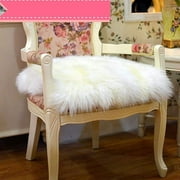 Ukeler Luxurious Sheepskin Seat Pad Long Wool Sofa Cushion Wheel Chair Pad Car Seat Covers ,White,18''×18''