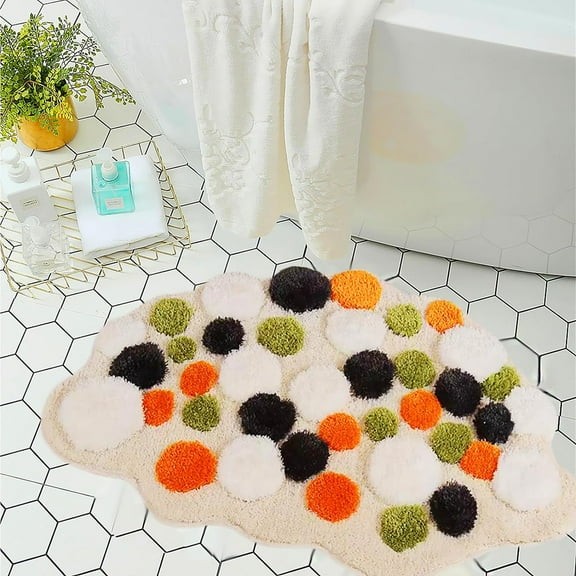 Ukeler Shaggy Bathroom Rugs Mats, Cute Soft Moss Accent Rug Non Slip Absorbent Machine Washable Bath Rug for Shower, Tub, Entry Way 31"×20"