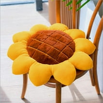 Ukeler Velvet Stuffed Throw Pillows for Bed Couch Chair Yellow 1 Sunflower Shape Cushion 19'' × 19''