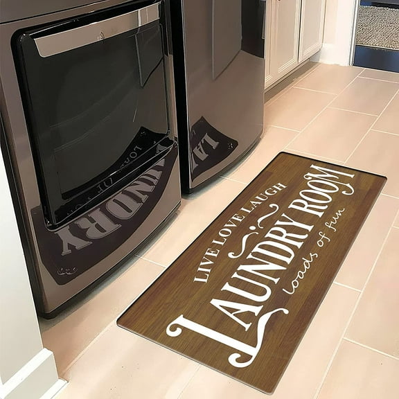 Ukeler Vintage Wood Laundry Room Area Rugs Non Slip Natural Rubber Runner Rug Waterproof Anti Fatigue Kitchen Rug Laundry Room Floor Mat Bathroom Mats 20''×59''