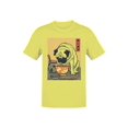 thumbnail image 1 of Ukiyo Block Print Pug Ramen Art Men's Yellow T-shirt, 1 of 3