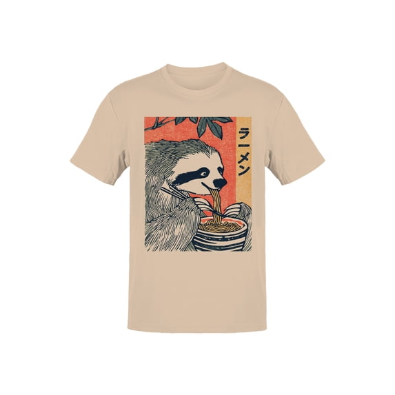 Ukiyo Block Print Sloth Ramen Art Men's Off-White T-shirt