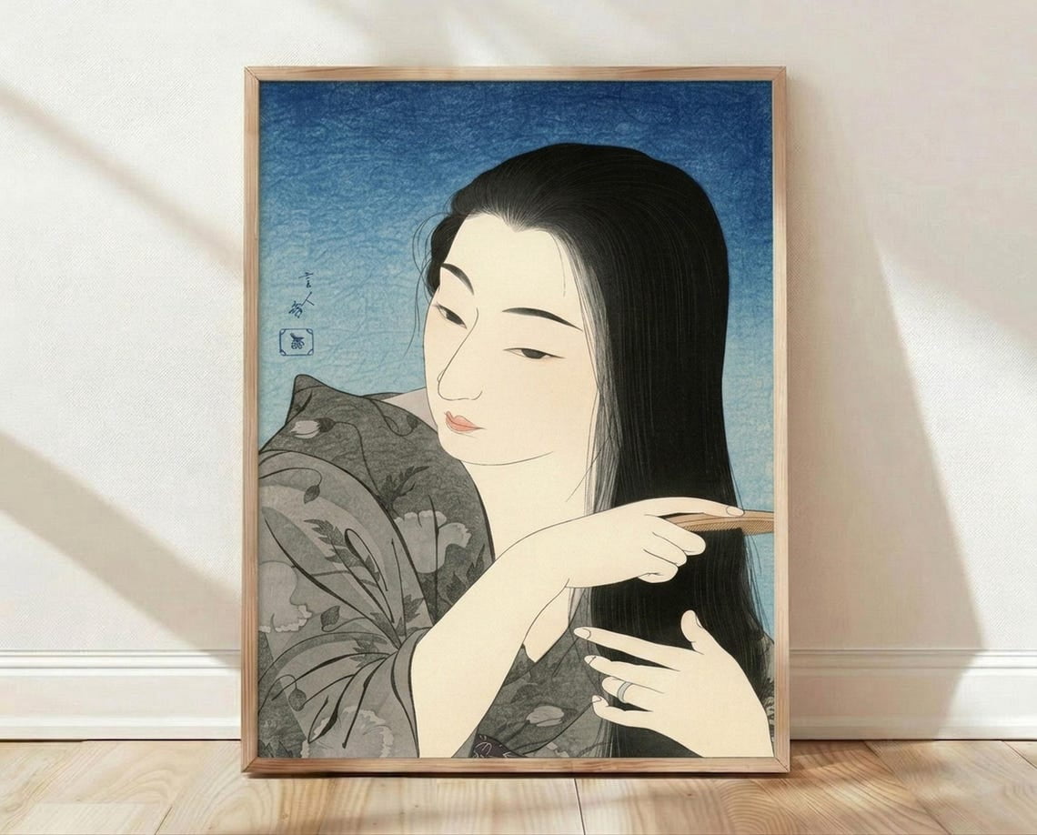 Ukiyo E Woman Portrait Japanese Woodblock Print Faceless Portrait Wall ...