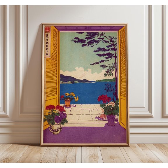 Ukiyo-e Japanese Ocean View Art Print, Coastal, Poster Only