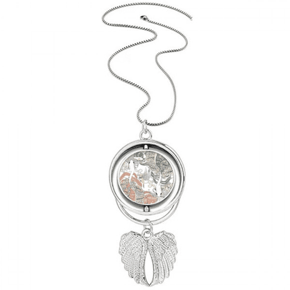Ukiyo-e Wing Carp Bird Japan Pendant Angel Wings Rotating Necklace Jewelry