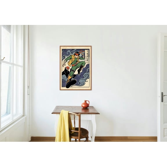 Ukiyo-e poster print of Rock Lee's leap | Naruto anime wall art 8x12 UNFRAMED