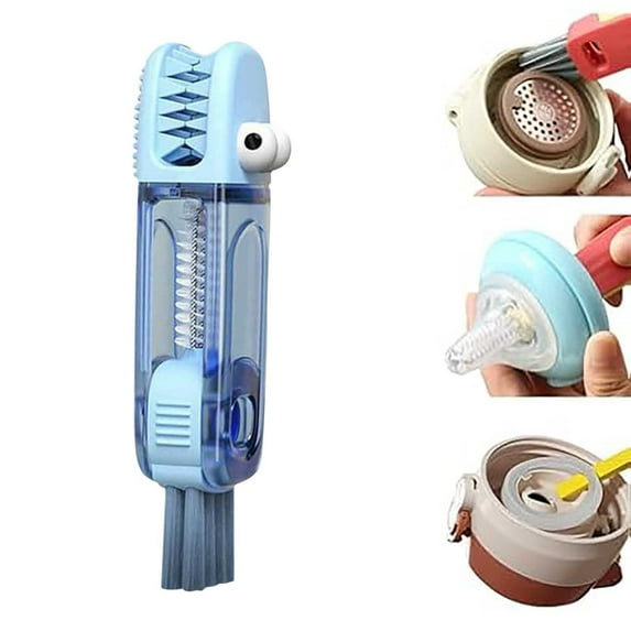 Uklsqma 3-in-1 Cup Lid & Straw Cleaning Brush Set - Multifunctional Crevice Detail Brush for Bottles, Mugs & Pacifiers - Portable Kitchen Cleaning Tool with Hanging Hole, 1-Pack