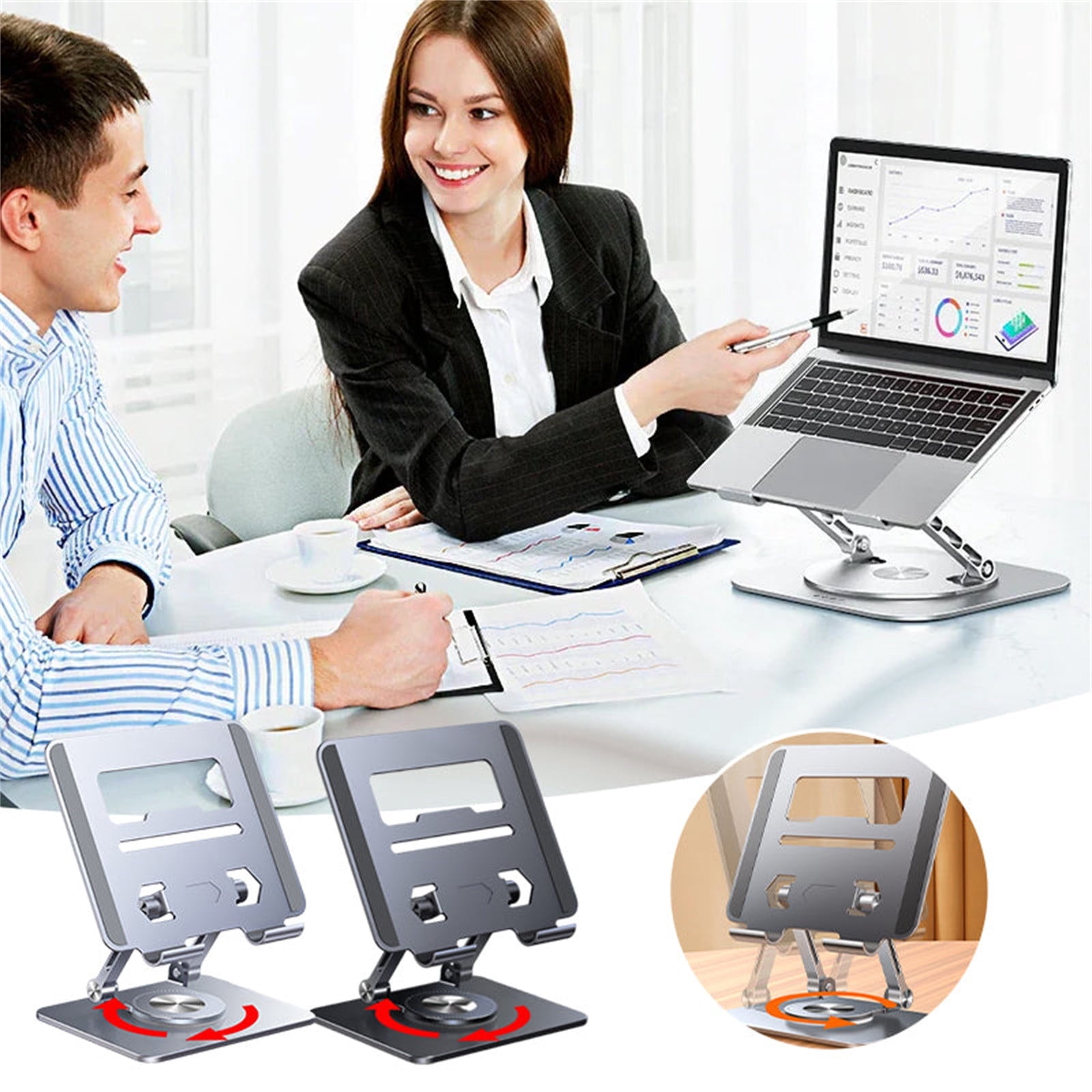 Uklsqma 360° Adjustable Aluminum Laptop Stand, Ergonomic Desktop Riser ...