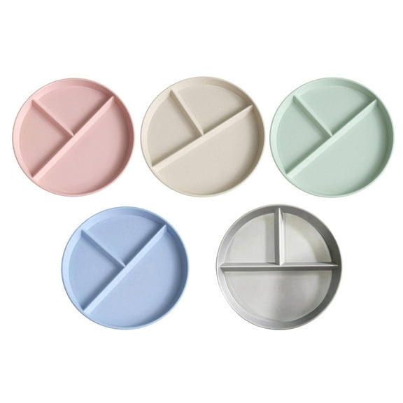 Uklsqma 5-Pack Divided Dinner Plates (22cm, 3 Sections), Fiber Material with Rounded Edges, Microwave Safe for Easy Meals & Organized Table Setting