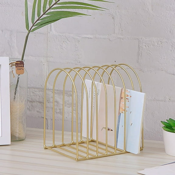 Uklsqma 7-Slot Desktop Magazine Organizer | Wire Newspaper & Mail Holder | Iron Frame Desk Bookshelf for Office, School, Home | 1 Pack