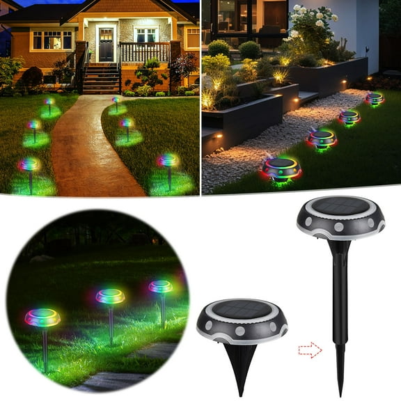 Uklsqma 8-Pack Solar Ground Lights | Waterproof LED Garden Lights with Color Changing RGB | Buried Outdoor Pathway Lighting for Walkway, Yard, and Wall