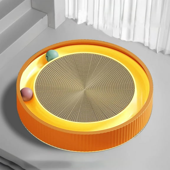 Uklsqma Cat Scratching Toy with Replaceable Board & 360° Rotating Carousel - Interactive Cat Toy for Play & Exercise, Wear-Resistant Corrugated Cardboard, 1-Pack