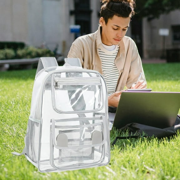 Uklsqma Clear Backpack for Stadium Security | Heavy Duty Transparent Drawstring Bag with Adjustable Straps | Mini Gym Bag for Concerts, Sports Events & Travel | 1pc