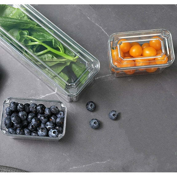 Uklsqma Clear Plastic Stackable Refrigerator Organizer Bins with Pull-Out Drawers | 3-Pack Food Storage Containers for Produce, Meat & Yogurt | 1500ml & 470ml Sizes