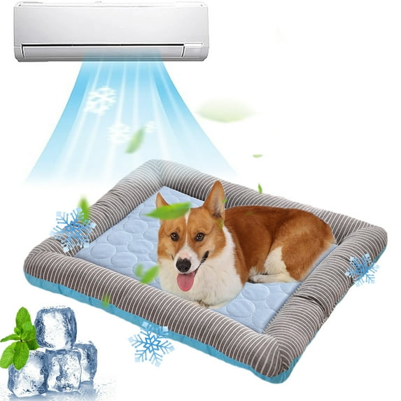 Uklsqma Cooling Pet Mat for Dogs & Cats | Ice Silk Self-Cooling Pad | Portable, Washable & Non-Slip | For Kennel, Sofa, Bed & Car | 21.6" x 17.7" Summer Cooling Blanket, 1-Pack