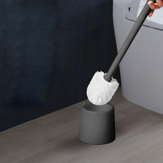 Uklsqma Gray Plastic Toilet Brush with Removable Anti-Drip Base | Compact Space-Saving Design | 15.75 Inch Handle for Deep Cleaning | 1-Piece Set