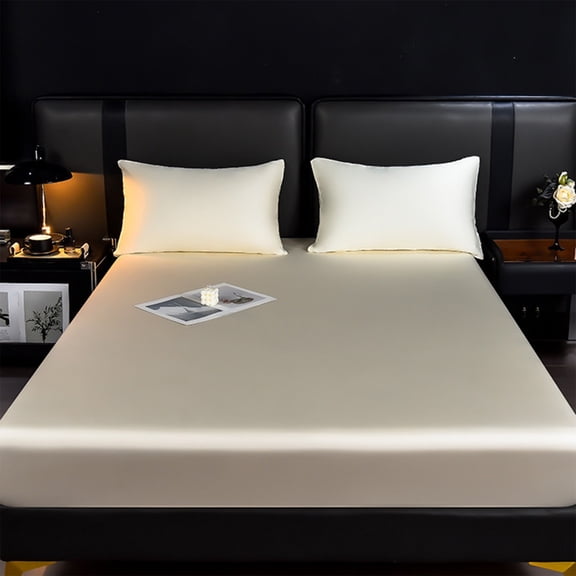 Uklsqma Ice Silk Fitted Sheet, Cooling Bed Sheet for Summer, 78.7 x 70.9 Inches, Gold/Beige/Gray/Blue | Breathable & Soft, Machine Washable, Deep Pocket, for Bedroom Hot Sleepers, All-Season Comfort