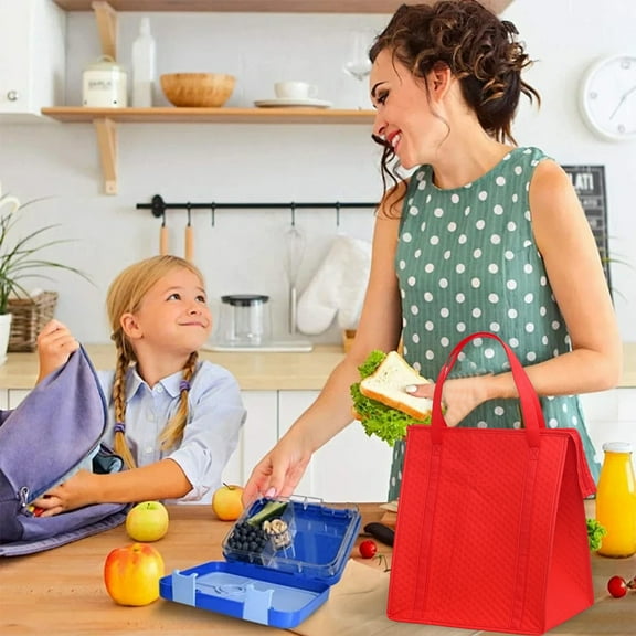 Uklsqma Insulated Tote Shopping Bag | Thickened Aluminum Foil Lining | Non-Woven Fabric | Cold & Heat Keeping | Large Capacity 38x33x22cm | 1-Pack