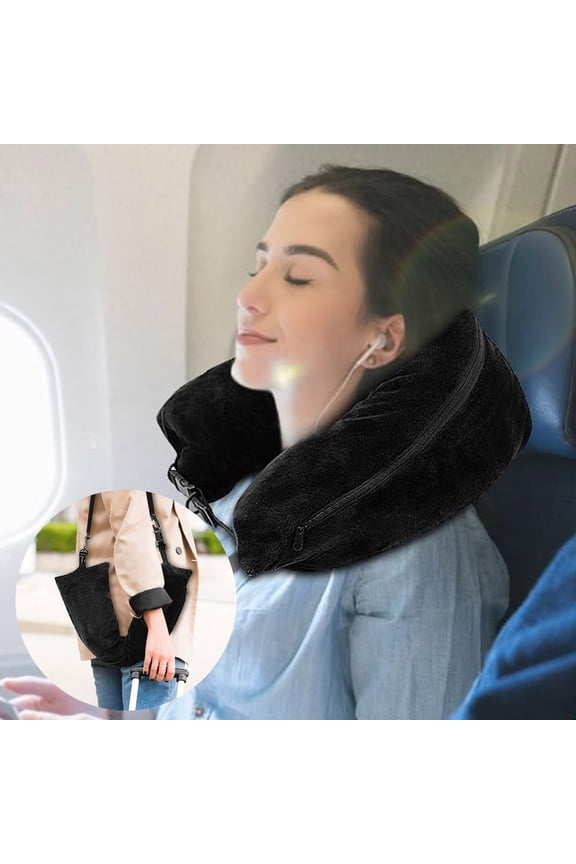 Multifunctional Stuffable Travel Pillow & Backpack | Velvet Neck Pillow for Sleeping on Airplanes & Car Rides | Adjustable Size Fits 4-6 T-Shirts | Includes 1 Pillow in Gray or Blue