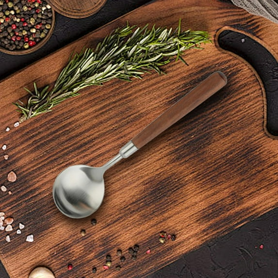 Uklsqma Stainless Steel Spoon and Fork Set with Wooden Handle | 1-Piece Kitchen Cutlery | Dishwasher Safe Flatware for Dining