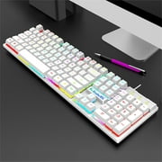Uklsqma Wired Gaming Keyboard 104 Keys, USB RGB Backlit for PC Gamers, Plug & Play - for Cozy Life & Home
