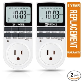 Ukoke Appliance Timer with Outlet, Weekly Programmable, 2 Pack