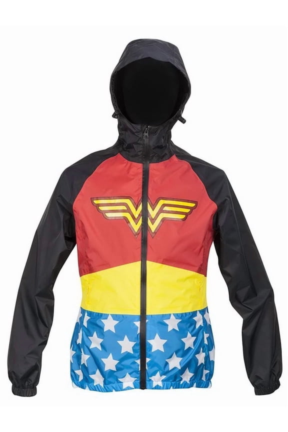 Ukonic DC Wonder Woman Womens Zip Raincoat Hooded Jacket | Medium Female