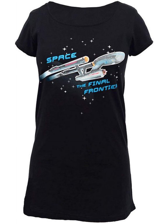 Ukonic Star Trek Enterprise Ship Glow Ladies Sleep Shirt | Black | Medium Female