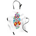 thumbnail image 1 of Ukraine Apron, Traditional Folk Kalocsa Pattern Tulip Flowers Eastern European Motif Retro Print, Unisex Kitchen Bib with Adjustable Neck for Cooking Gardening, Adult Size, Red White, by Ambesonne, 1 of 4
