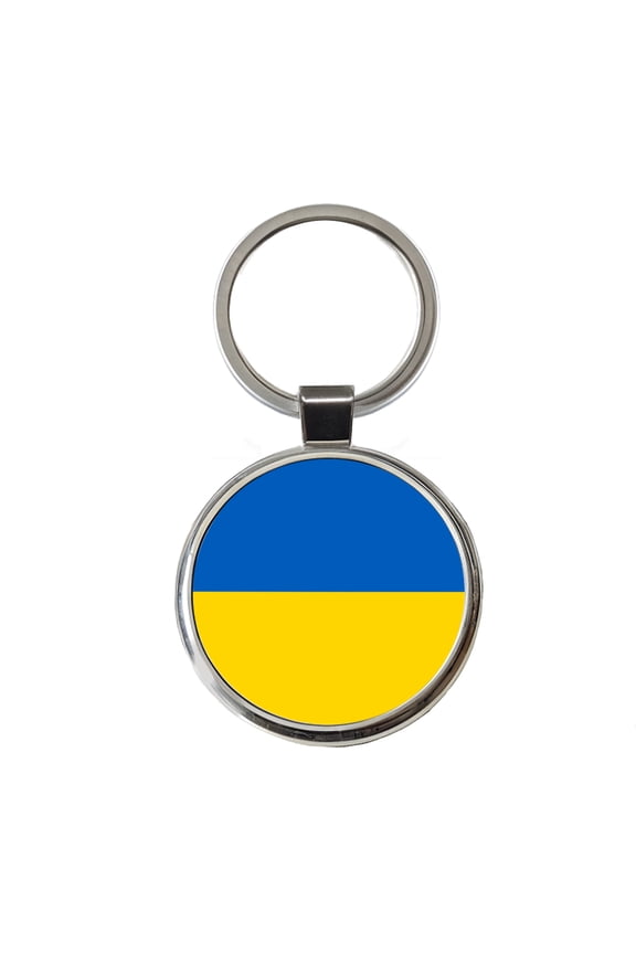 Ukraine Country Flag Metal Round Keychain