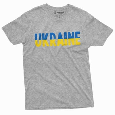 Ukraine Country Logo Flag T-Shirt Trident Ukrainian Indendence Day Mens T-Shirt (Medium Grey)
