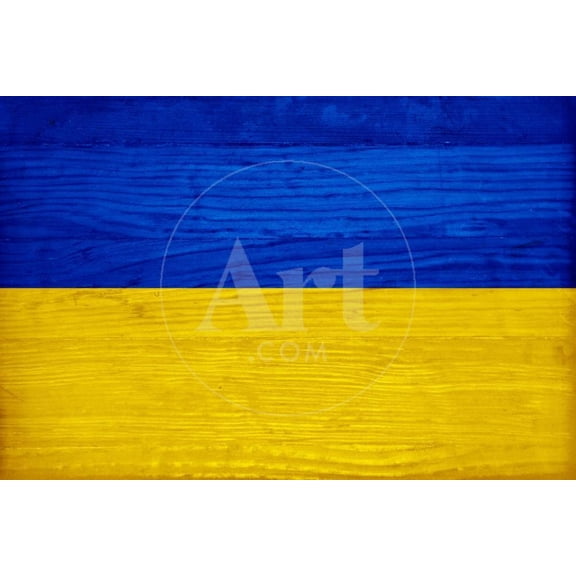 Ukraine Flag Design with Wood Patterning  Flags of the World Series, Unframed Art Print Wall Art by Philippe Hugonnard Sold by Art.Com