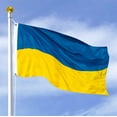 thumbnail image 1 of Super Tough Ukraine Flag 3ft x 5ft Sewn Oxford Polyester Similar To US Nylon | Perfect Size To Display Largely with Flagpole in Both Indoors & Outdoors | Finished with A Sturdy Header & Brass Grommet, 1 of 7