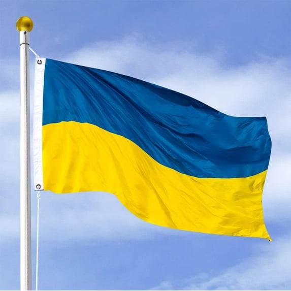Super Tough Ukraine Flag 3ft x 5ft Sewn Oxford Polyester Similar To US Nylon | Perfect Size To Display Largely with Flagpole in Both Indoors & Outdoors | Finished with A Sturdy Header & Brass Grommet