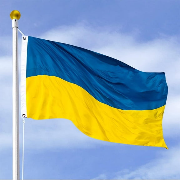 Super Tough Ukraine Flag 3ft x 5ft Sewn Oxford Polyester Similar To US Nylon | Perfect Size To Display Largely with Flagpole in Both Indoors & Outdoors | Finished with A Sturdy Header & Brass Grommet