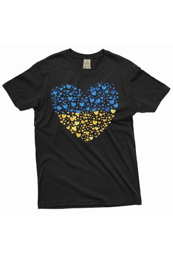 Ukraine Flag T-shirt Ukraine Heart flag I stand with Ukraine Patriotic Trident tryzub Tee shirt (Small Black)