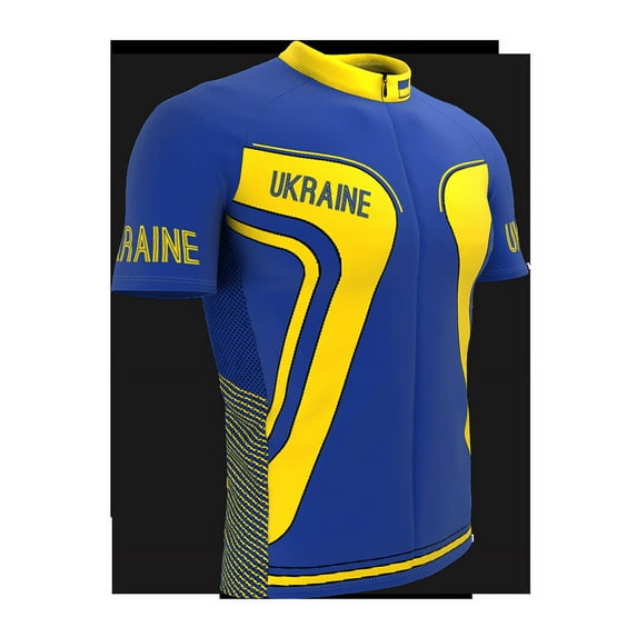 Ukraine Full Zipper Bike Short Sleeve Cycling Jersey for Men - Size XS