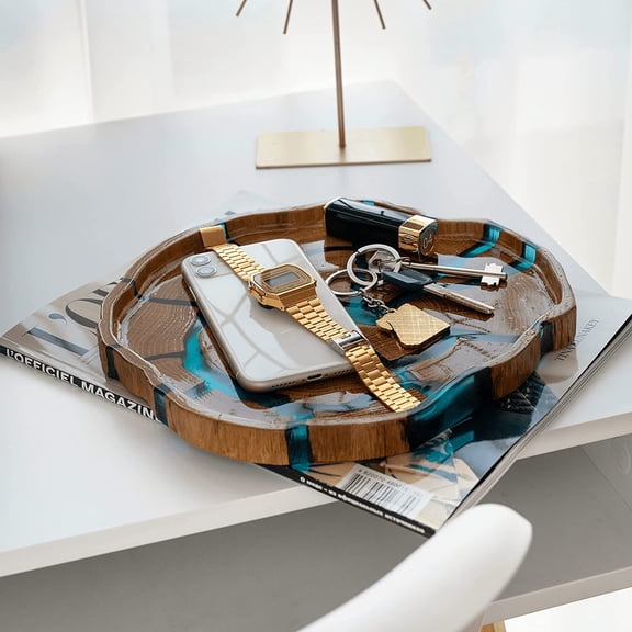 Ukraine Handmade Round Wooden Tray with Epoxy Resin