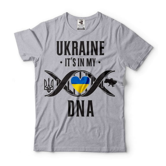Ukraine It's In My DNA Shirt Ukraine Patriotic Shirt Ukrainian Gifts Ukraine National Flag Tee (Large Grey)