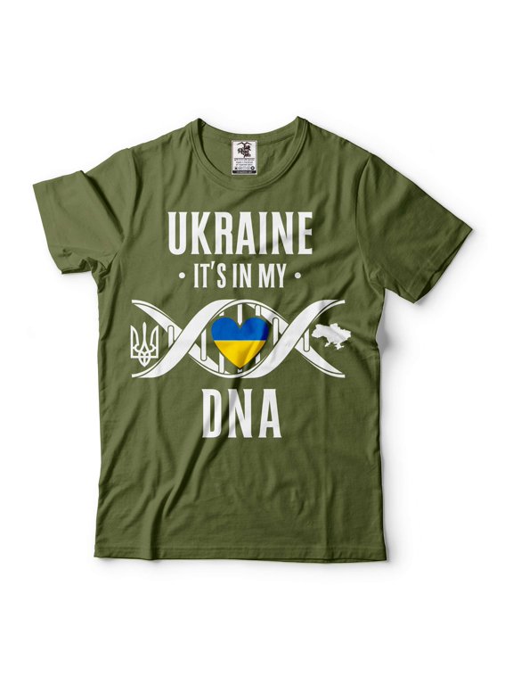 Ukraine It's In My DNA Shirt Ukraine Patriotic Shirt Ukrainian Gifts Ukraine National Flag Tee (Large Military Green)