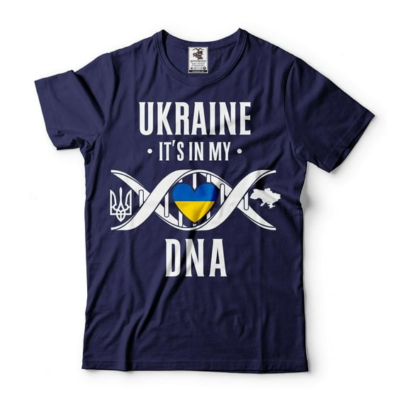 Ukraine It's In My DNA Shirt Ukraine Patriotic Shirt Ukrainian Gifts Ukraine National Flag Tee (Large Navy Blue)