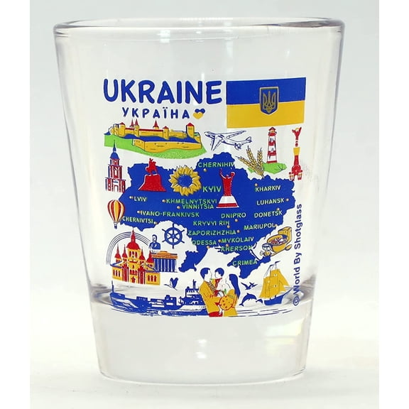 Ukraine Landmarks and Icons Collage Shot Glass