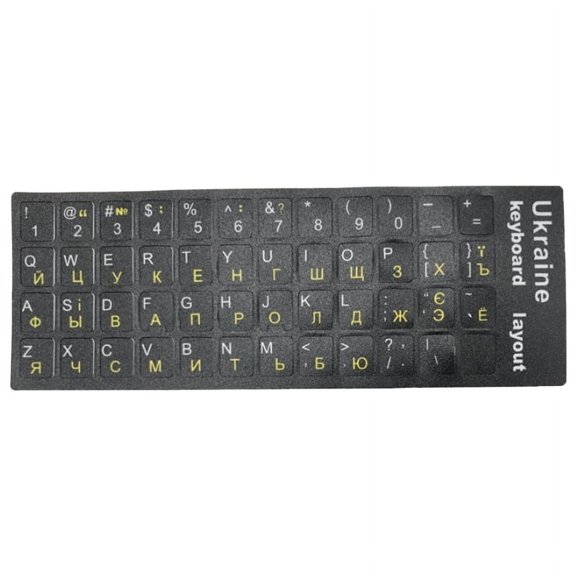 Ukraine Language Ukrainian Keyboard Sticker Durable Alphabet Black Background White Letters for Universal PC Laptop
