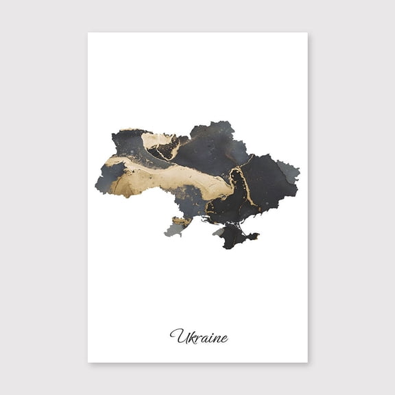 Ukraine Map Canvas Print – Modern Neutral Wall Decor for Travelers – 8x12 inch