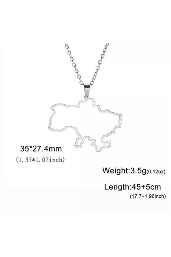 Ukraine Map Pendant Necklace National Symbols Of Ukraine Stainless Steel Jewelry