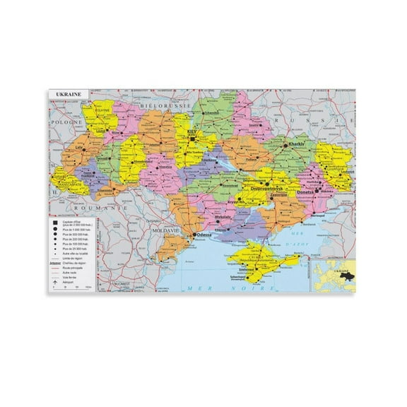 Ukraine Map Posters Posters Wall Art Painting Canvas Gift Living Room Prints Bedroom Decor Poster Artworks 08x12inch(20x30cm)